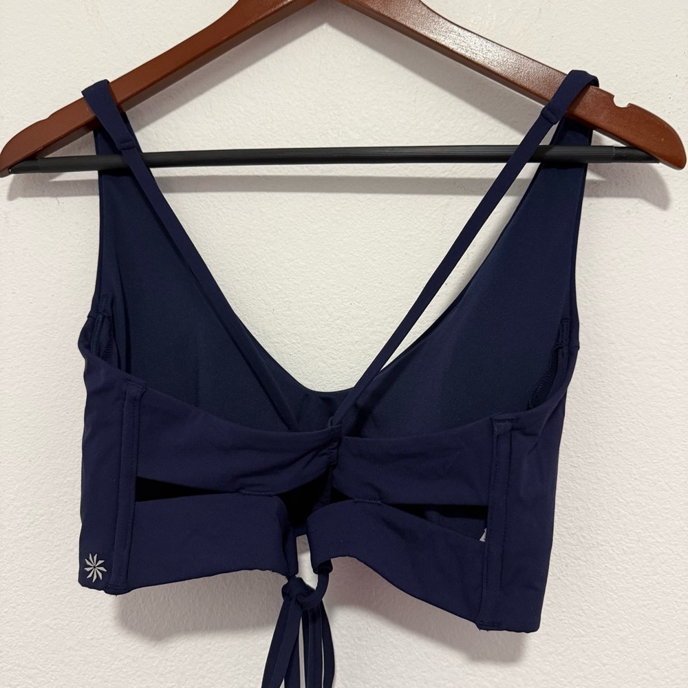 Athleta Triangle Bikini Top Strappy Back Adjustable Padded Navy Blue Size Large - Picture 5 of 8